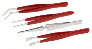 Pinzette, 4 Stück, 11–12 cm, PVC-Griff, Pinzette