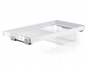 HOSENBÜGEL MIT KORB SCHIEBBARER GARDEROBENKORB 900 MM FÜR GARDEROBE, WEISS