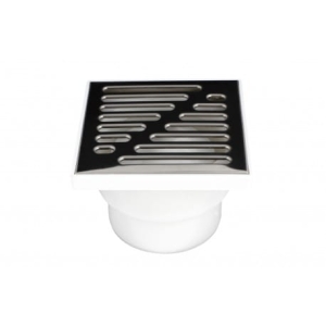 BADEZIMMER-ABFLUSSGITTER, UNTERER GERADE, FI 110, 15X15 CM, WEISS, EDELSTAHL