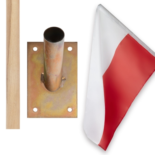 ZESTAW FLAGA POLSKI FLAGI 110x70 STYL 120 UCHWYT POJEDYŃCZY NA FLAGĘ OCYNK