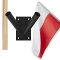 Zestaw: Uchwyt podwójny na flagi czarny + flaga POLSKI 110x70 + styl 120