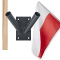 Zestaw: Uchwyt podwójny na flagi grafit + flaga POLSKI 110x70 + styl 120