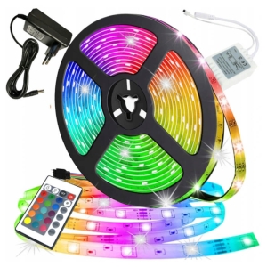WASSERDICHTES LED SMD BAND 5M RGB FARBIG + FERNBEDIENUNG