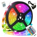 TAŚMA LED SMD WODOODPORNA 5M RGB KOLOROWA + PILOT
