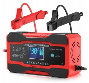 LADEGERÄT AUTOBATTERIE GLEICHRICHTER 12V 24V 10A STARTERKABEL