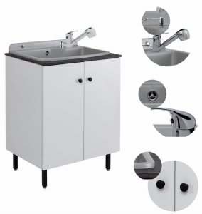 UTILITY WASCHBECKEN-SET, SCHRANK, BATTERIESPENDER, WASCHBECKEN, GRAU