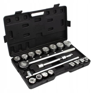 STECKSCHLÜSSEL IM KOFFER, SET AUS 21 ELEMENTEN 3/4" 6 RUND 19-50 MM