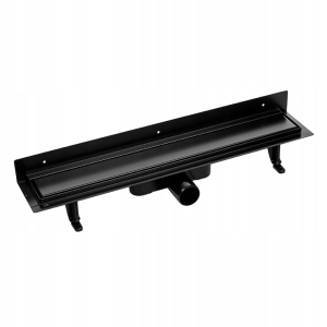 LINEARER WANDMONTIERTER BADEZIMMER-DUSCHABLAUF BASSO 100 CM SCHWARZ