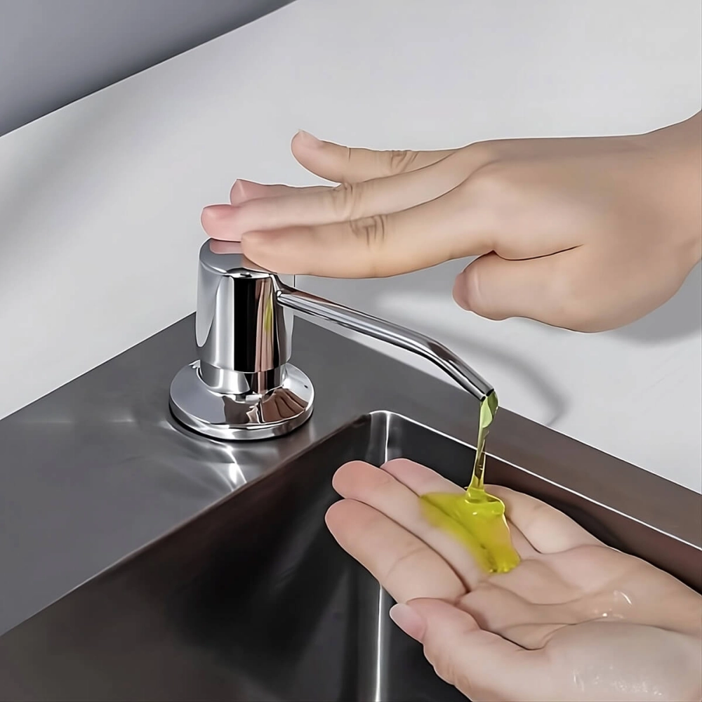 Spender für Spülmittel oder Seife mit silberner Pumpe 250 ml - CHROME