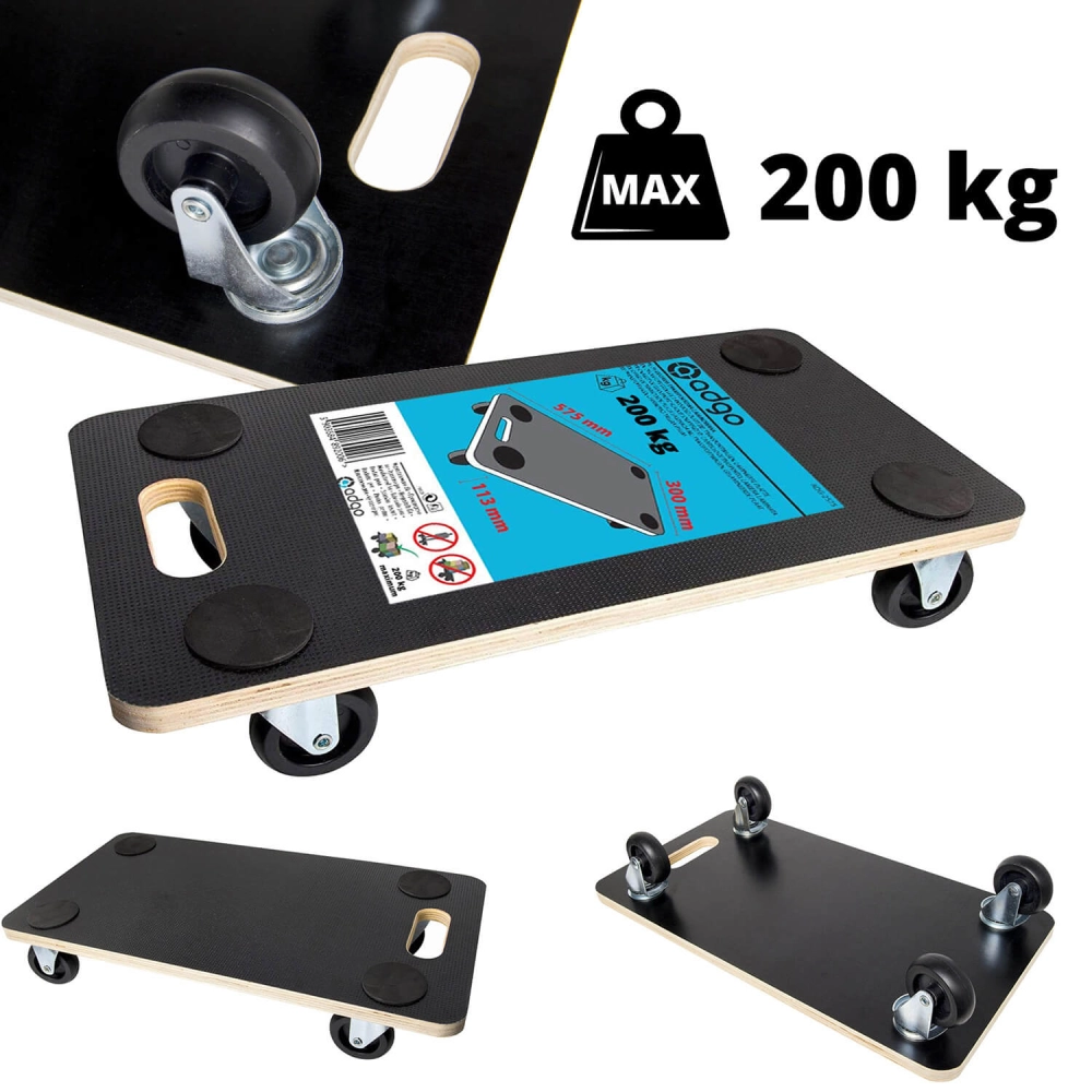 Platforma transportowa do 200 kg - wózek magazynowy - 4 kółka skrętne