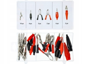 SATZ ELEKTRISCHER ANSCHLÜSSE, KROKODILKLEMMEN, 28 STÜCK ORGANIZER