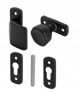SET TORBESCHLÄGE MIT FESTEM GRIFF, DREHKNAUFBRETT, 2 STÜCK, MATTSCHWARZ