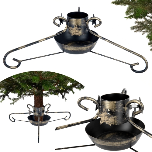 Stojak pod choinkę z misą - metalowy, ozdobny z gwiazdką - mały stojak choinkowy gwiazdka