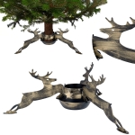 WEIHNACHTSBAUMSTÄNDER MIT SCHÜSSEL, GROSSER WEIHNACHTSBAUM, METALLDEKORATIVES RENTIERE