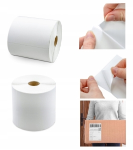 THERMISCHE ETIKETTEN WEISS 100x150 mm 500 Stück SELBSTKLEBENDE PERFORATION 65GSM