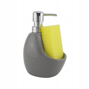 SPENDER KERAMIK STEHENDER BEHÄLTER TOILETTE KÜCHE FÜR FLÜSSIGSEIFE, GRAU
