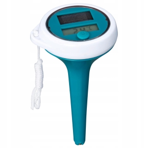SCHWIMMENDES DIGITALES SOLAR-POOLTHERMOMETER, MIT EINER SCHNUR AM POOL BEFESTIGT