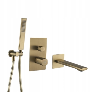 UP-Wannenbatterie mit Brausegarnitur Gold