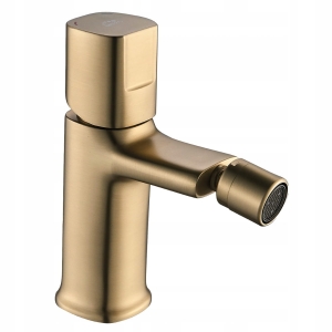 EINHAND-STAND-BIDETMISCHER MIT GEBÜRSTETEM GOLDSTÖPSEL