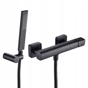 Wandmontierte Duscharmatur mit Brausegarnitur TORES MODERN BLACK