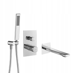 Unterputz-Badarmatur mit Brausegarnitur TORES Silberchrom