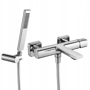 WANDMONTAGE-WANNENARMATUR MIT BRAUSESET, EINHEBEL, CHROM