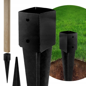 Pfostenfuß-Stütze, quadratische Anker für den Garten, 100 x 750 mm, Schwarz