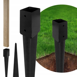 Pfostenträger Gartenanker zum Einschlagen in den Boden Stütze 45x600 mm schwarz