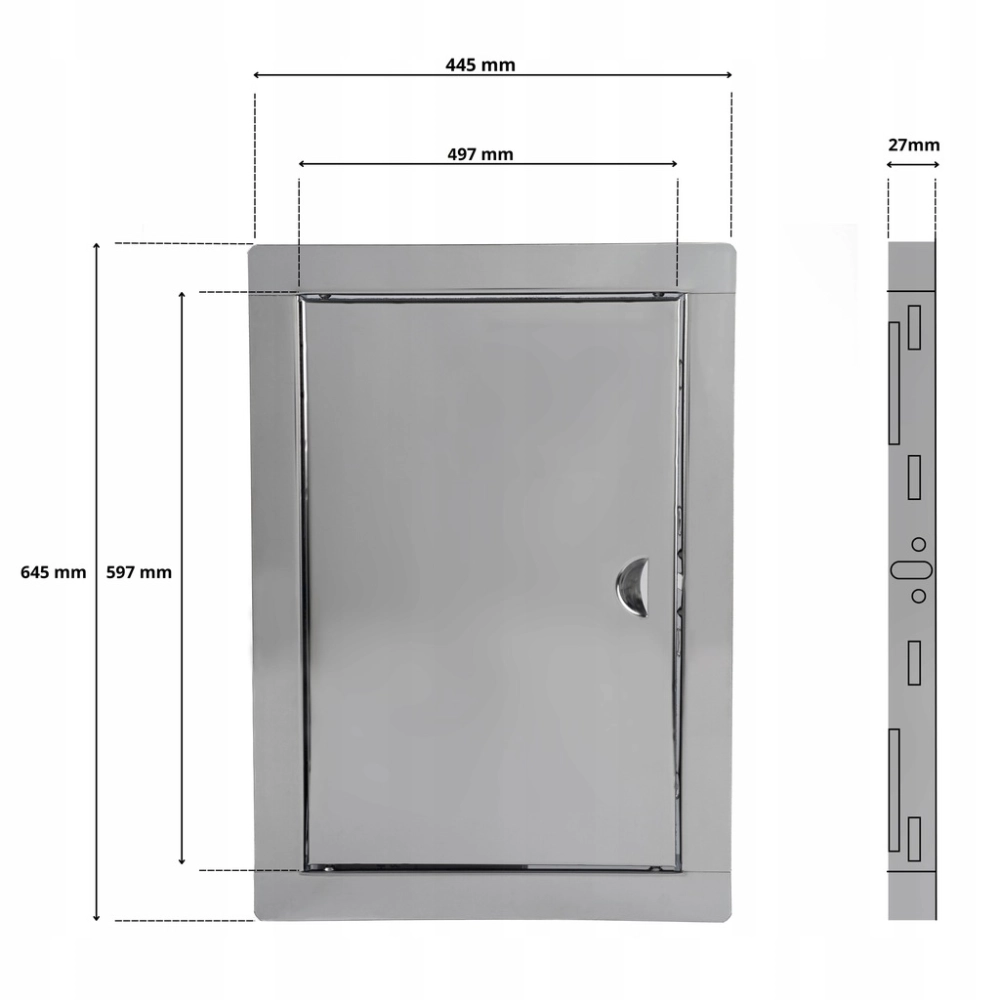 DRZWICZKI REWIZYJNE MASKUJĄCE NIERDZEWNE NA ZATRZASK METALOWE 50x60 CM