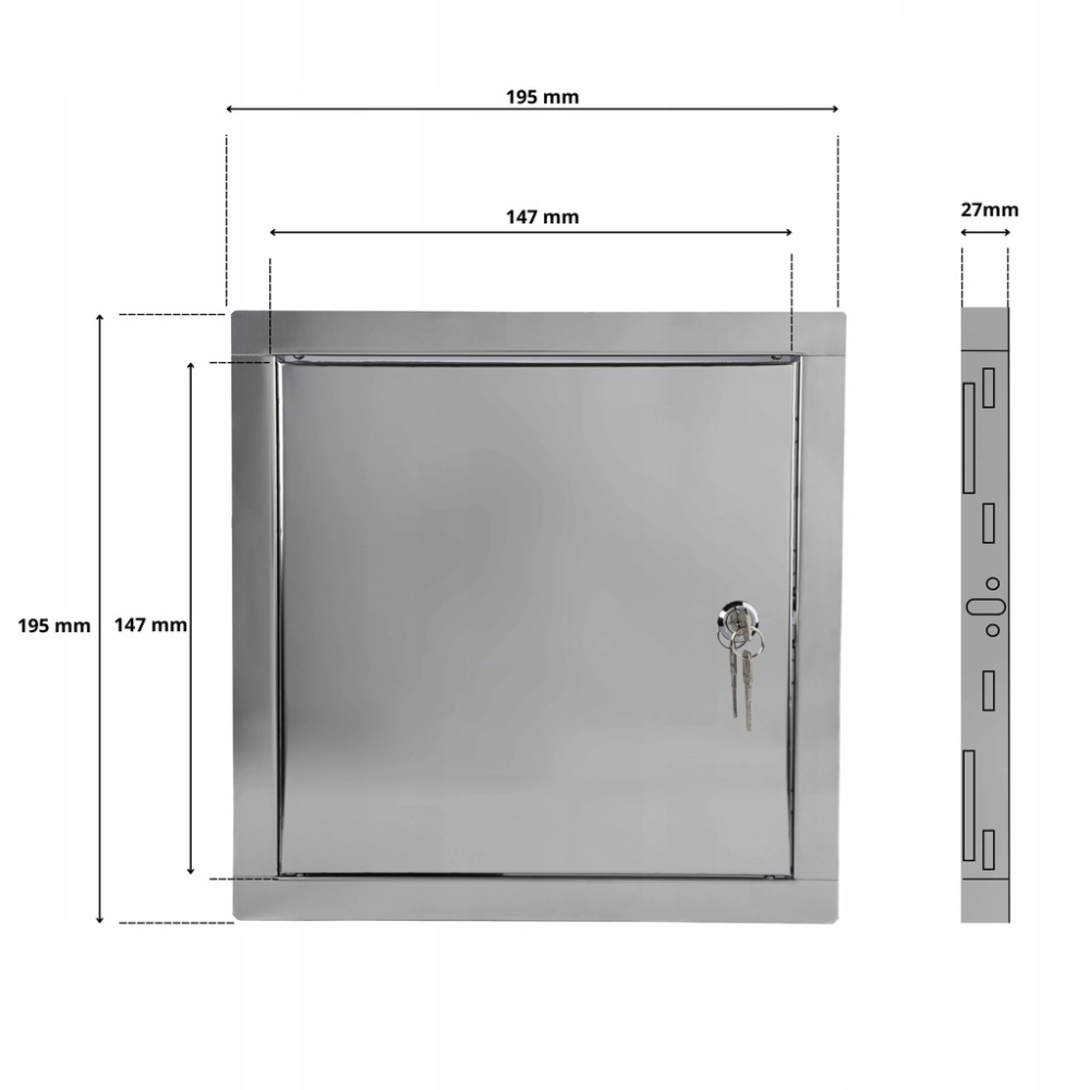 DRZWICZKI REWIZYJNE METALOWE NIERDZEWNE ZAMYKANE NA ZAMEK KLUCZ 15x15 CM