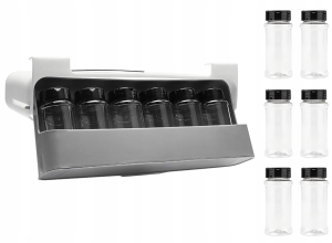 ORGANIZER GEWÜRZREGAL HÄNGEREGAL 6 BEHÄLTER GLAS