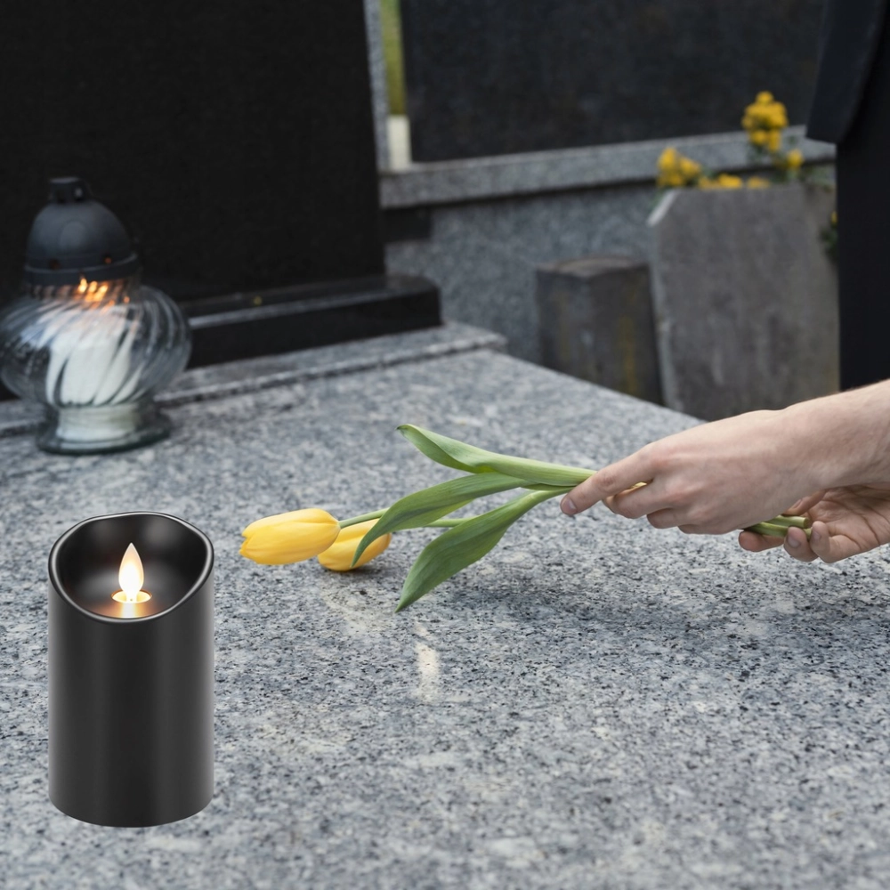 ŚWIECA LED 12 WKŁADÓW DO ZNICZY NA BATERIE ŚWIECZKA EFEKT PŁOMIENIA 15 CM