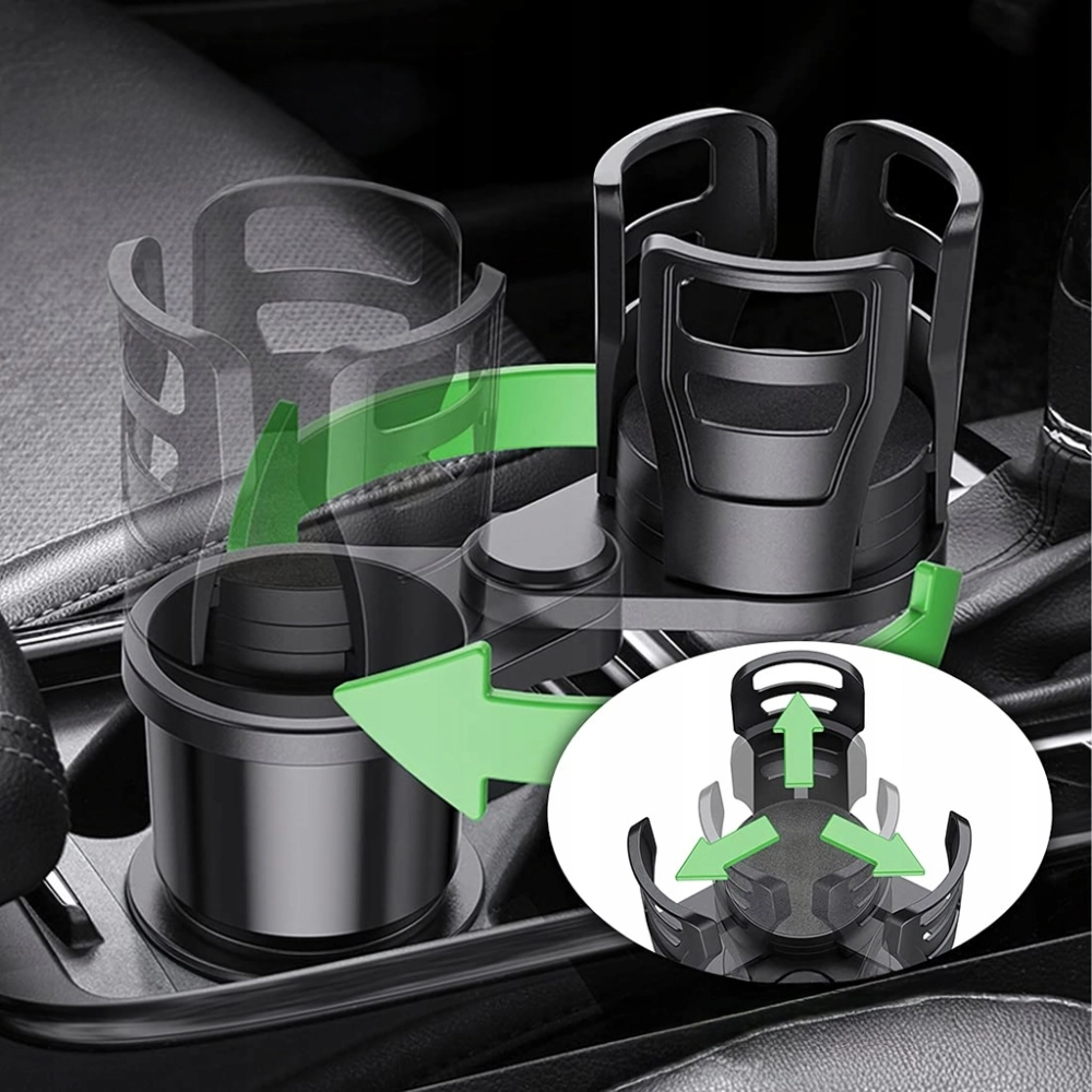 UCHWYT SAMOCHODOWY 2W1 NA KUBEK KAWE NAPOJE REGULOWANY OBROTOWY 360°