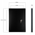 DRZWICZKI REWIZYJNE METALOWE ZAMYKANE NA ZAMEK KLUCZ 15x30 CM METAL CZARNY