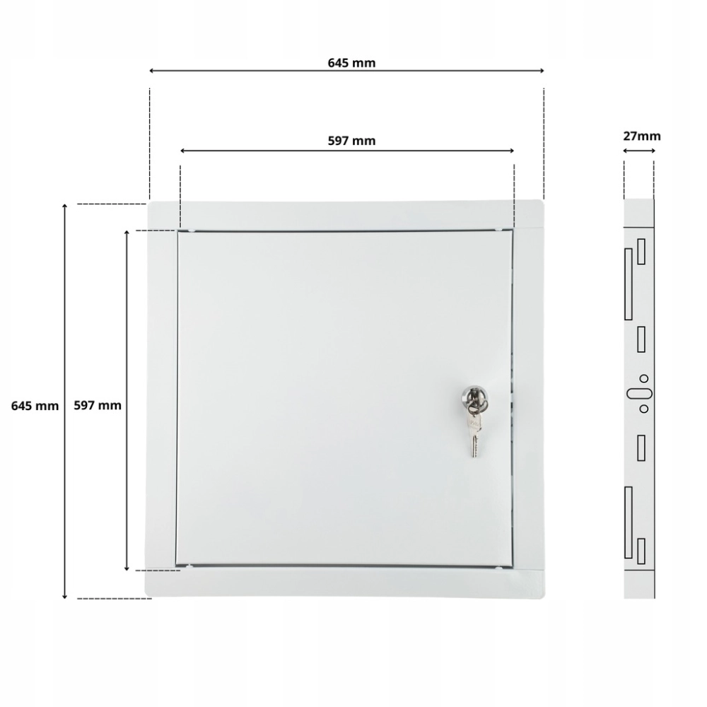 DRZWICZKI REWIZYJNE METALOWE WYCZYSTKA NA KLUCZ ZAMEK 60x60 CM BIAŁE
