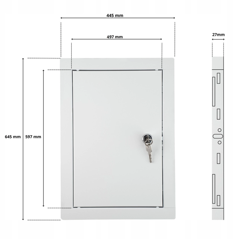 DRZWICZKI REWIZYJNE METALOWE WYCZYSTKA REWIZJA NA KLUCZ 50x60 CM BIAŁA