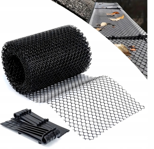 SIATKA NA RYNNY OCHRONNA PRZECIW LIŚCIOM ZANIECZYSZCZENIOM RYNIEN 0,15X6M