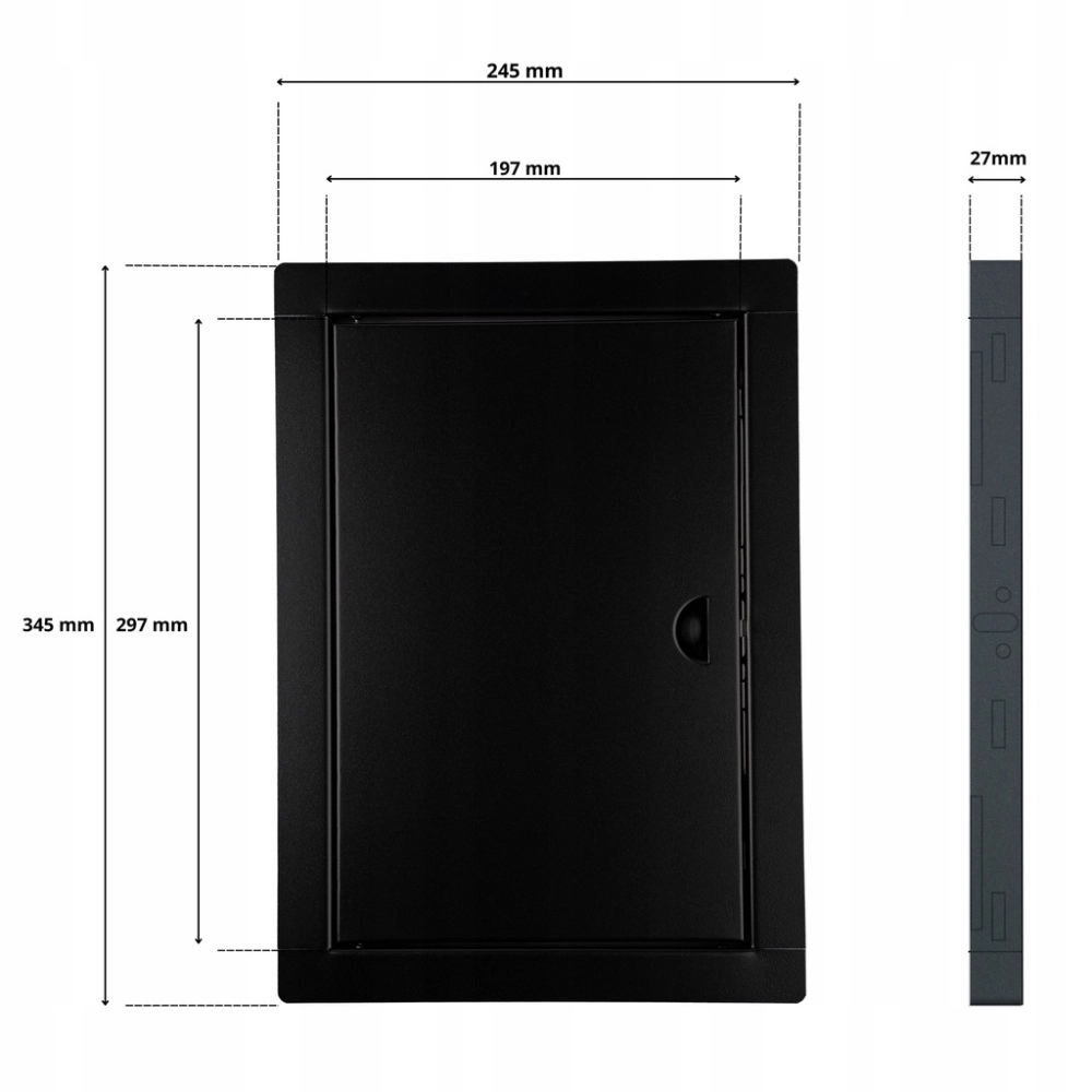 DRZWICZKI REWIZYJNE MASKUJACE NA ZATRZASK METALOWE 20x30 CM CZARNE