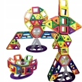 KLOCKI MAGNETYCZNE PANELE KONSTRUKCYJNE EDUKACYJNE KOLOROWE 3D ZESTAW 128EL