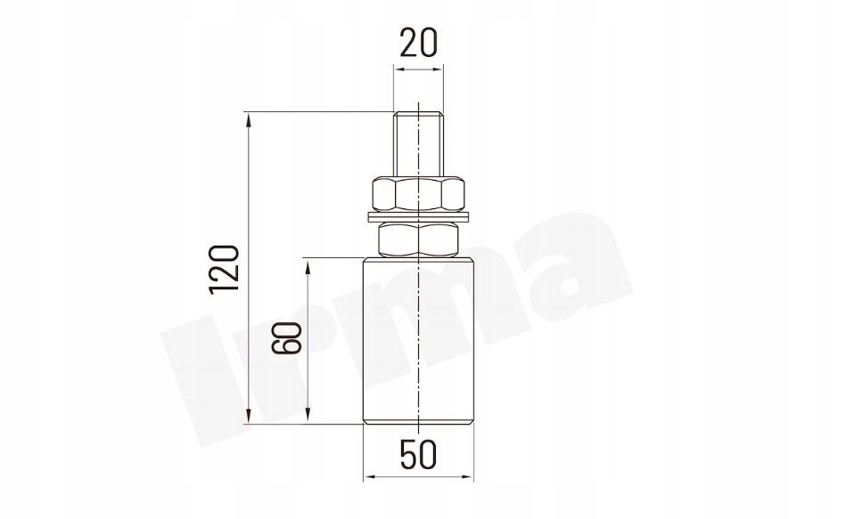 ROLKA PROWADZĄCA DO BRAM 50x60/120 M20 HD ŁOŻYSKO