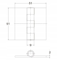 ZAWIAS DO SPAWANIA PŁASKI GRUBY CZARNY 50x50x2mm