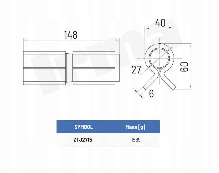 ZAWIAS DO SPAWANIA M5 360° 27/60x148x6mm/90°
