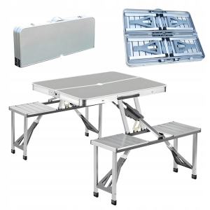 Klapptisch Campingtisch Aluminium Reisetisch mit Bänken