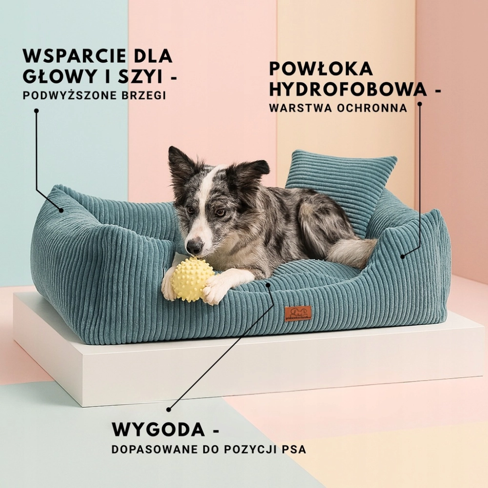 LEGOWISKO DLA PSA POSŁANIE PRĄŻKOWANE MIĘTA 80x70 PODUSZKA MATERAC MIĘTOWY
