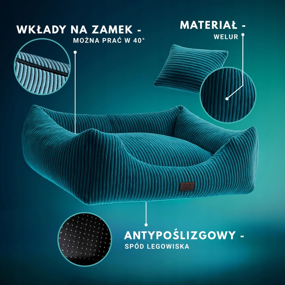 LEGOWISKO DLA PSA POSŁANIE PRĄŻKOWANE MIĘTA 90x70 PODUSZKA MATERAC MIĘTOWY