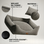 LEGOWISKO DLA PSA POSŁANIE PRĄŻKOWANE SZARY 80x70 PODUSZKA MATERAC PRĄŻKI