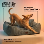 LEGOWISKO DLA PSA POSŁANIE PRĄŻKOWANE SZARY 80x70 PODUSZKA MATERAC PRĄŻKI