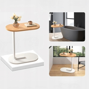 MODERNER BEISTELLTISCH FÜR WOHN-/SCHLAFZIMMER, WEISS/BRAUN, 60 CM