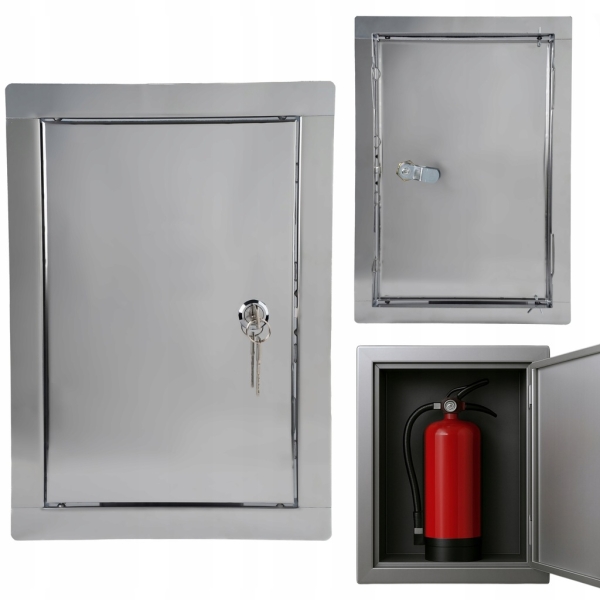 DRZWICZKI REWIZYJNE MASKUJĄCE NIERDZEWNE METALOWE NA ZAMEK KLUCZ 30X60 CM