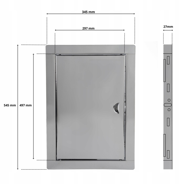 DRZWICZKI REWIZYJNE NIERDZEWNE METALOWE NA ZATRZASK 30x50 CM METAL SZARY